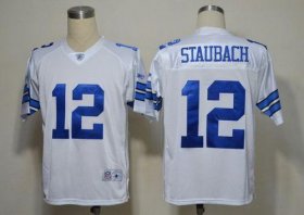 Wholesale Cheap Cowboys #12 Roger Staubach White Legend Throwback Stitched NFL Jersey