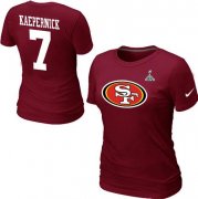 Wholesale Cheap Women's Nike San Francisco 49ers #7 Colin Kaepernick Name & Number Super Bowl XLVII T-Shirt Red