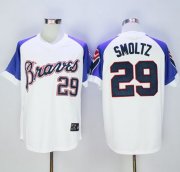 Wholesale Cheap Mitchell And Ness 1973 Braves #29 John Smoltz White Throwback Stitched MLB Jersey