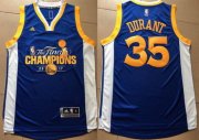 Wholesale Cheap Men's Golden State Warriors #35 Kevin Durant Royal Blue 2017 The Finals Championship Stitched NBA adidas Swingman Jersey