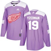 Wholesale Cheap Adidas Red Wings #19 Steve Yzerman Purple Authentic Fights Cancer Stitched NHL Jersey