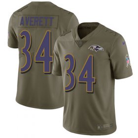Wholesale Cheap Nike Ravens #34 Anthony Averett Olive Men\'s Stitched NFL Limited 2017 Salute To Service Jersey