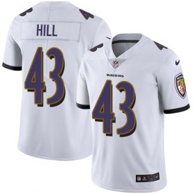 Wholesale Cheap Nike Ravens #43 Justice Hill White Youth Stitched NFL Vapor Untouchable Limited Jersey