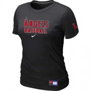 Wholesale Cheap Women's Los Angeles Angels Nike Short Sleeve Practice MLB T-Shirt Black