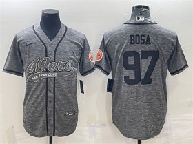 Wholesale Cheap Men\'s San Francisco 49ers #97 Nick Bosa Gray With Patch Cool Base Stitched Baseball Jersey
