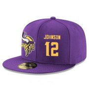 Wholesale Cheap Minnesota Vikings #12 Charles Johnson Snapback Cap NFL Player Purple with Gold Number Stitched Hat
