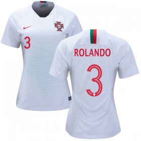 Wholesale Cheap Women\'s Portugal #3 Rolando Away Soccer Country Jersey