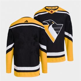 Wholesale Cheap Men\'s Pittsburgh Penguins Blank Black 2022 Reverse Retro Stitched Jersey
