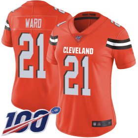 Wholesale Cheap Nike Browns #21 Denzel Ward Orange Alternate Women\'s Stitched NFL 100th Season Vapor Limited Jersey
