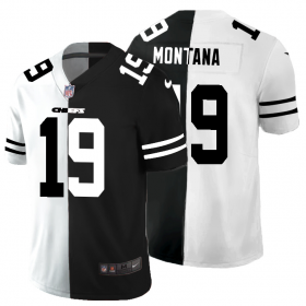 Cheap Kansas City Chiefs #19 Joe Montana Men\'s Black V White Peace Split Nike Vapor Untouchable Limited NFL Jersey
