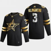 Cheap Dallas Stars #3 John Klingberg Men's Adidas Black Golden Edition Limited Stitched NHL Jersey