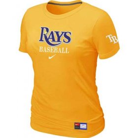 Wholesale Cheap Women\'s Tampa Bay Rays Nike Short Sleeve Practice MLB T-Shirt Yellow
