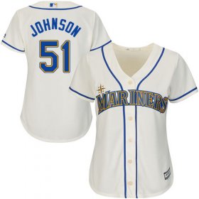 Wholesale Cheap Mariners #51 Randy Johnson Cream Alternate Women\'s Stitched MLB Jersey