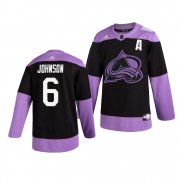 Wholesale Cheap Colorado Avalanche #6 Erik Johnson Adidas Men's Hockey Fights Cancer Practice NHL Jersey Black