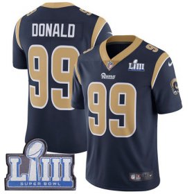 Wholesale Cheap Nike Rams #99 Aaron Donald Navy Blue Team Color Super Bowl LIII Bound Men\'s Stitched NFL Vapor Untouchable Limited Jersey