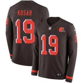 Wholesale Cheap Nike Browns #19 Bernie Kosar Brown Team Color Men\'s Stitched NFL Limited Therma Long Sleeve Jersey