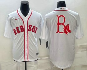 Cheap Men\'s Boston Red Sox Big Logo White Stitched MLB Cool Base Nike Jersey