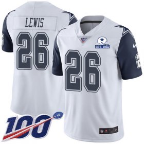 Wholesale Cheap Nike Cowboys #26 Jourdan Lewis White Men\'s Stitched With Established In 1960 Patch NFL Limited Rush 100th Season Jersey