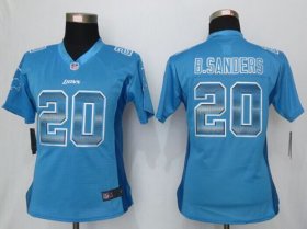 Wholesale Cheap Nike Lions #20 Barry Sanders Light Blue Team Color Women\'s Stitched NFL Elite Strobe Jersey