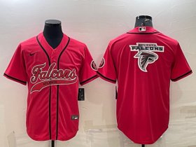 Wholesale Cheap Men\'s Atlanta Falcons Red Team Big Logo With Patch Cool Base Stitched Baseball Jersey