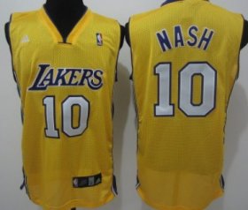 Wholesale Cheap Los Angeles Lakers #10 Steve Nash Yellow Swingman Jersey