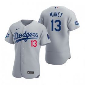 Wholesale Cheap Los Angeles Dodgers #13 Max Muncy Gray 2020 World Series Champions Jersey