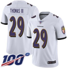 Wholesale Cheap Nike Ravens #29 Earl Thomas III White Men\'s Stitched NFL 100th Season Vapor Limited Jersey