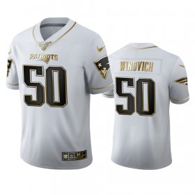 Wholesale Cheap New England Patriots #50 Chase Winovich Men\'s Nike White Golden Edition Vapor Limited NFL 100 Jersey