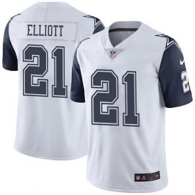 Wholesale Cheap Nike Cowboys #21 Ezekiel Elliott White Men\'s Stitched NFL Limited Rush Jersey