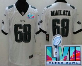 Cheap Men\'s Philadelphia Eagles #68 Jordan Mailata Limited White Super Bowl LVII Vapor Jersey