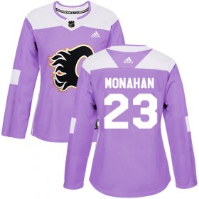 Wholesale Cheap Adidas Flames #23 Sean Monahan Purple Authentic Fights Cancer Women\'s Stitched NHL Jersey