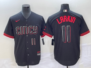 Wholesale Cheap Men's Cincinnati Reds #11 Barry Larkin Number Black 2023 City Connect Cool Base Stitched Jersey1
