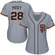 Wholesale Cheap Giants #28 Buster Posey Grey Road 2 Women's Stitched MLB Jersey