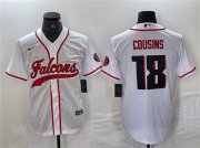 Cheap Men's Atlanta Falcons #18 Kirk Cousins White With Patch Cool Base Baseball Stitched Jersey