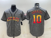 Wholesale Cheap Men's Houston Astros #10 Yuli Gurriel Grey With Patch Cool Base Stitched Baseball Jersey