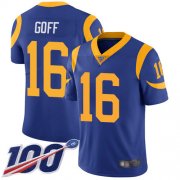 Wholesale Cheap Nike Rams #16 Jared Goff Royal Blue Alternate Men's Stitched NFL 100th Season Vapor Limited Jersey