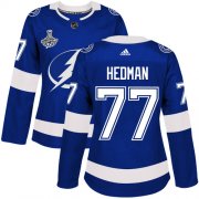 Cheap Adidas Lightning #77 Victor Hedman Blue Home Authentic Women's 2020 Stanley Cup Champions Stitched NHL Jersey