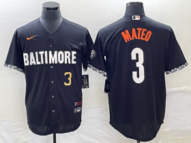 Wholesale Cheap Men\'s Baltimore Orioles #3 Jorge Mateo Number Black 2023 City Connect Cool Base Stitched Jersey