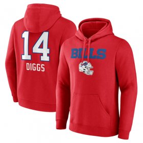 Cheap Men\'s Buffalo Bills #14 Stefon Diggs Red Team Wordmark Player Name & Number Pullover Hoodie