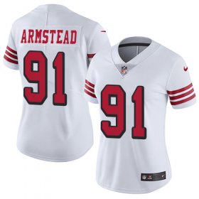 Wholesale Cheap Nike 49ers #91 Arik Armstead White Rush Women\'s Stitched NFL Vapor Untouchable Limited Jersey
