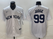 Cheap Men's New York Yankees #99 Aaron Judge White 2024 Cool Base Stitched Jerseys