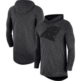 Wholesale Cheap Men\'s Carolina Panthers Nike Heathered Charcoal Fan Gear Tonal Slub Hooded Long Sleeve T-Shirt
