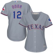 Wholesale Cheap Rangers #12 Rougned Odor Grey Road Women's Stitched MLB Jersey