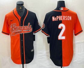 Cheap Men\'s Cincinnati Bengals #2 Evan McPherson Orange Black Two Tone Cool Base Stitched Baseball Jersey