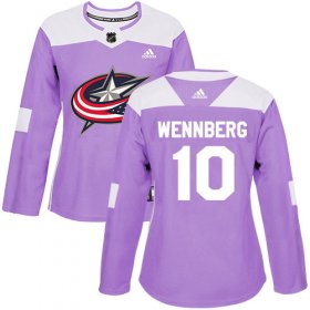 Wholesale Cheap Adidas Blue Jackets #10 Alexander Wennberg Purple Authentic Fights Cancer Women\'s Stitched NHL Jersey