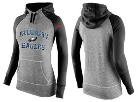 Wholesale Cheap Women\'s Nike Philadelphia Eagles Performance Hoodie Grey & Black_2