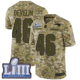 Wholesale Cheap Nike Patriots #46 James Develin Camo Super Bowl LIII Bound Youth Stitched NFL Limited 2018 Salute to Service Jersey
