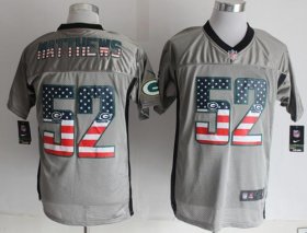 Wholesale Cheap Nike Packers #52 Clay Matthews Grey Men\'s Stitched NFL Elite USA Flag Fashion Jersey