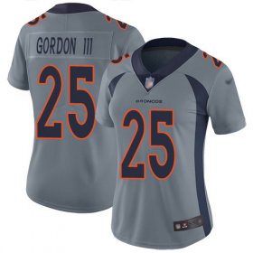 Wholesale Cheap Nike Broncos #25 Melvin Gordon III Gray Women\'s Stitched NFL Limited Inverted Legend Jersey