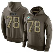 Wholesale Cheap NFL Men's Nike Miami Dolphins #78 Laremy Tunsil Stitched Green Olive Salute To Service KO Performance Hoodie